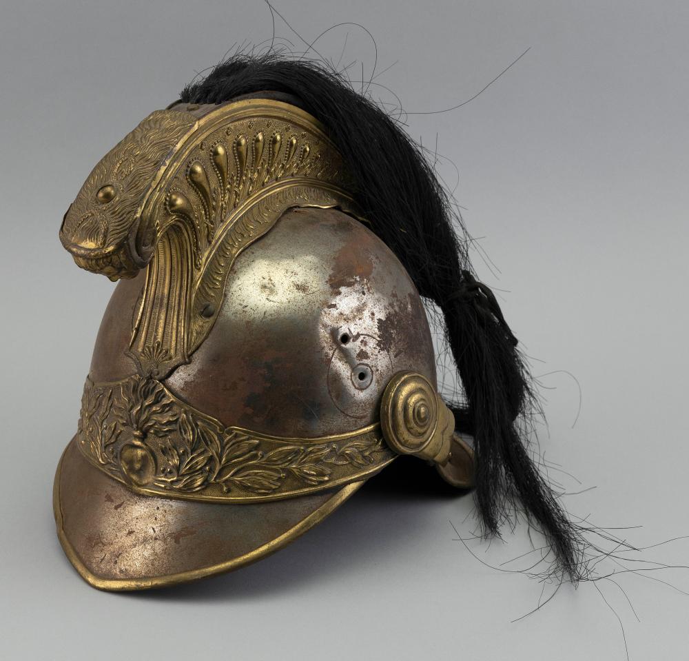 FRENCH BRASS ARTILLERY HELMET