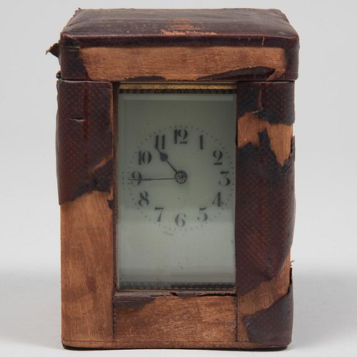 FRENCH BRASS CARRIAGE CLOCK AND