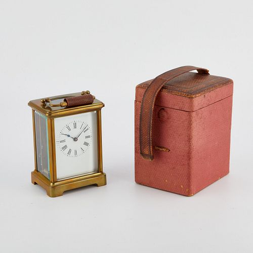 FRENCH BRASS CARRIAGE CLOCK W/