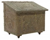 FRENCH BRASS-CLAD COAL BOXFren