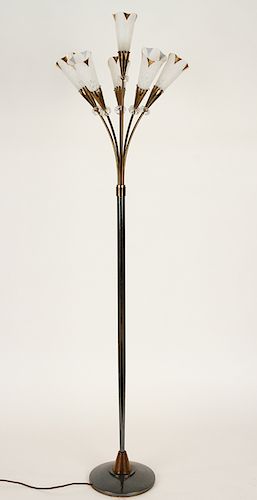 FRENCH BRASS CRYSTAL SIX LIGHT