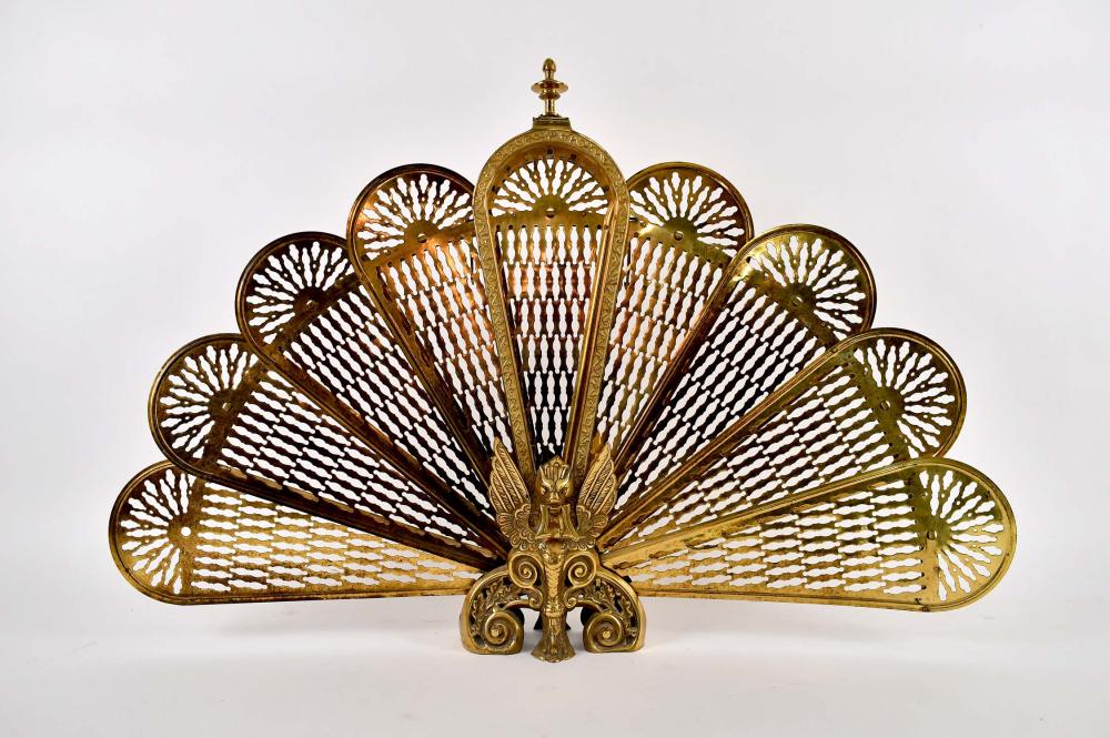 FRENCH BRASS FAN SHAPED FIREPLACE