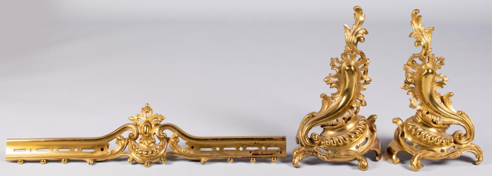 FRENCH BRASS FIRE FENDER AND PAIR