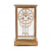 FRENCH BRASS FOUR GLASS MANTEL
