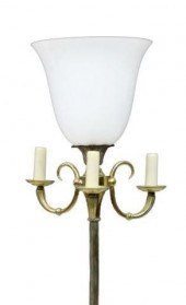 FRENCH BRASS FOUR-LIGHT TORCHI