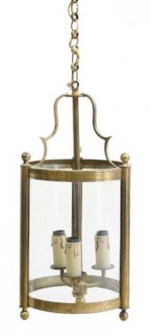 FRENCH BRASS & GLASS THREE-LIG