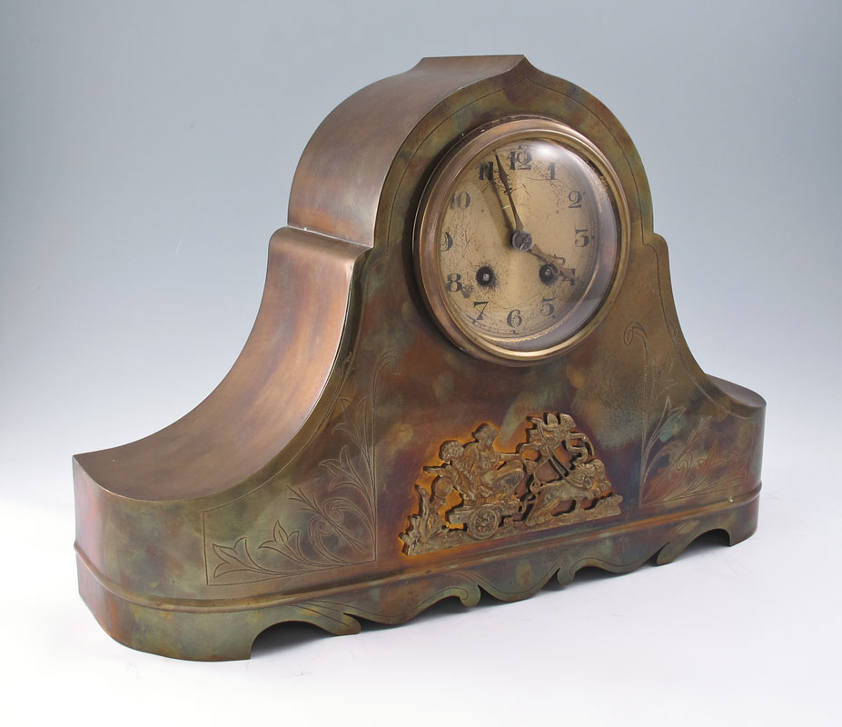 FRENCH BRASS HUMPBACK MANTLE CLOCK: