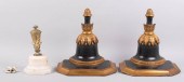 FRENCH BRASS INKWELL ON MARBLE