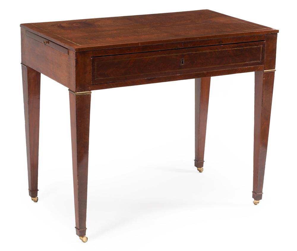 FRENCH BRASS INLAID MAHOGANY SIDE