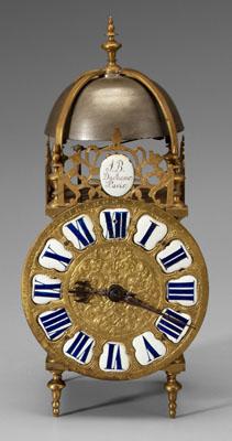 French brass lantern clock, face