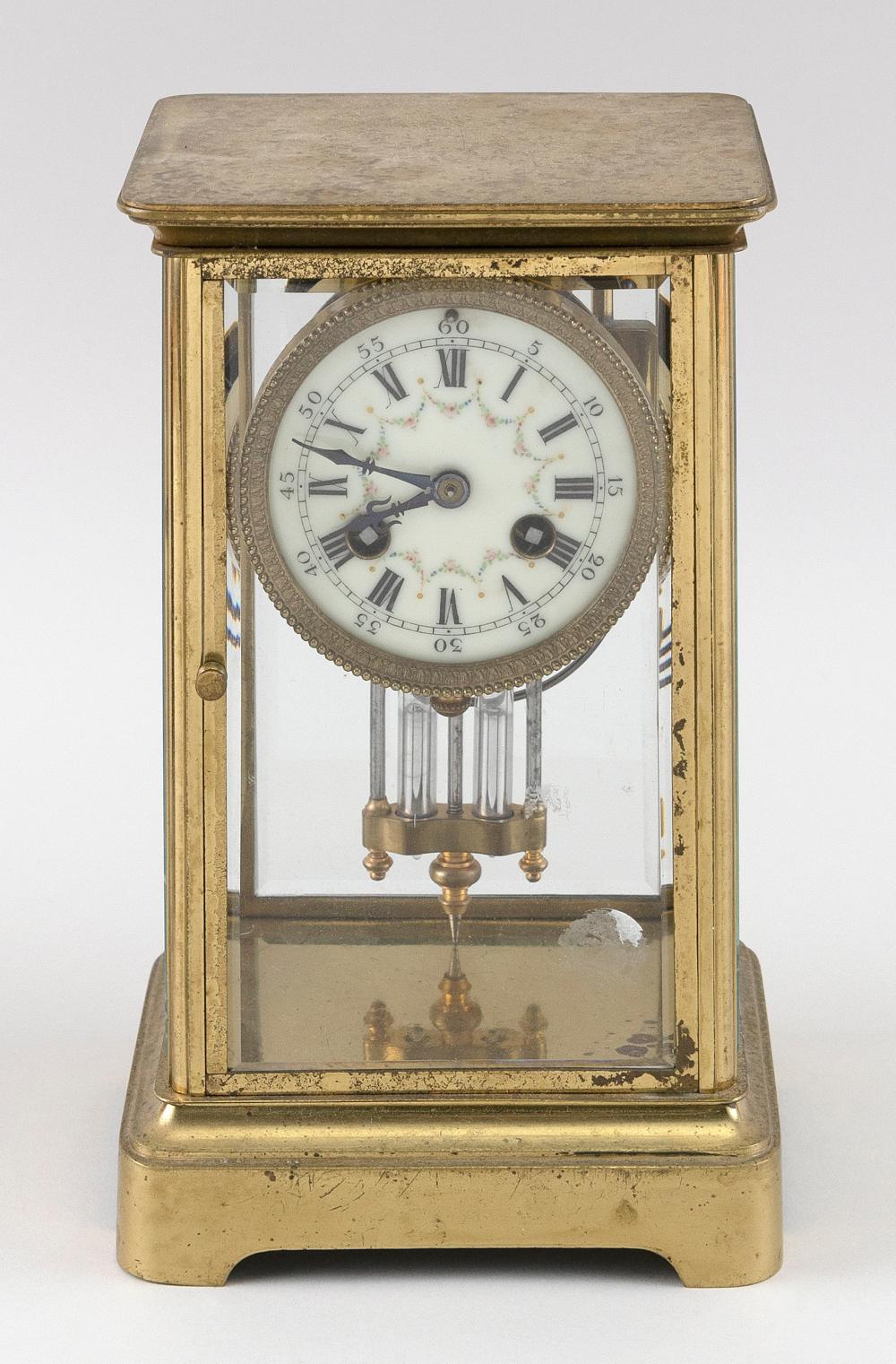 FRENCH BRASS MANTEL CLOCK LATE 19TH