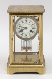 FRENCH BRASS MANTEL CLOCK LATE