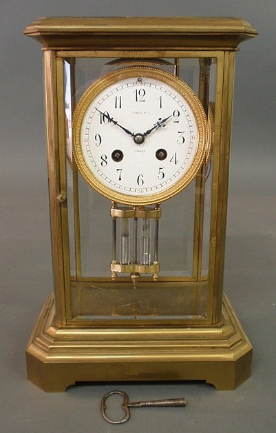 French brass mantel clock with