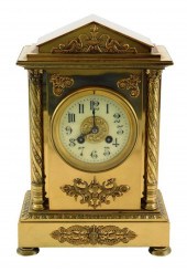FRENCH BRASS MANTLE CLOCK, 20T