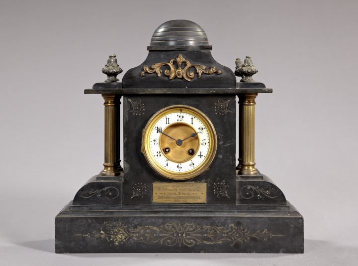 French Brass-Mounted Black Slate