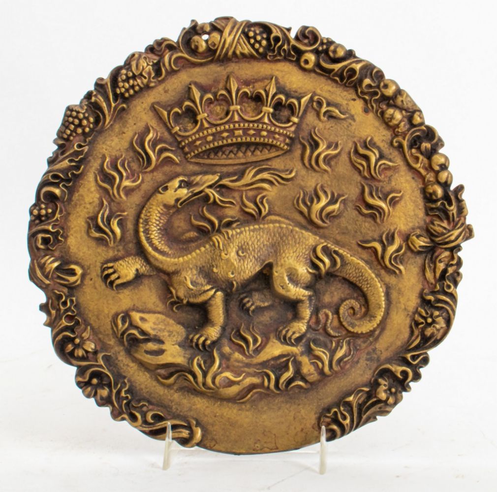 FRENCH BRASS PLAQUE WITH THE