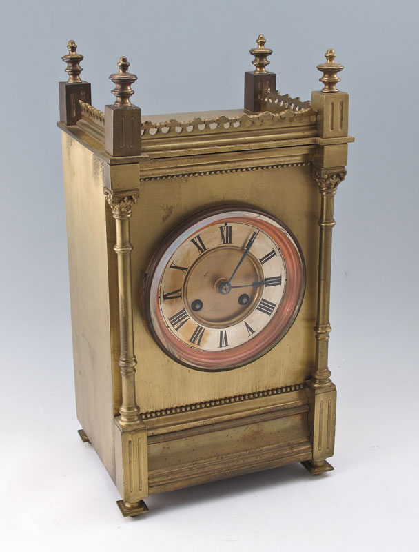 FRENCH BRASS REGULATOR SHELF CLOCK: