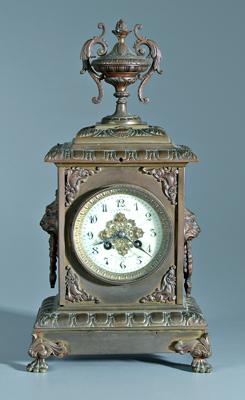 French brass shelf clock, urn
