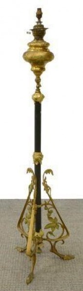 FRENCH BRASS STANDING OIL LAMP