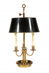 FRENCH BRASS THREE-LIGHT BOUIL