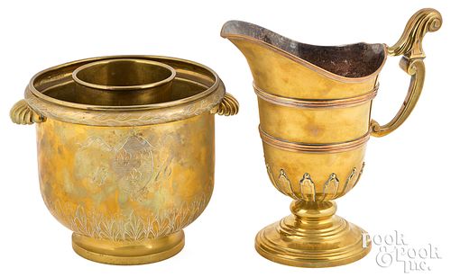 FRENCH BRASS WINE COOLER AND
