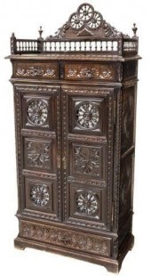FRENCH BRETON CARVED DARK OAK