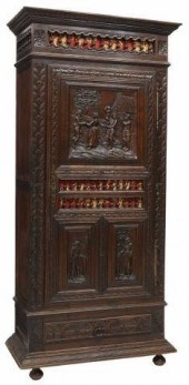 FRENCH BRETON CARVED OAK BONNE