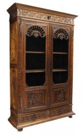FRENCH BRETON CARVED OAK BOOKC