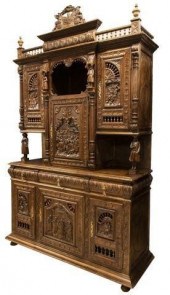FRENCH BRETON CARVED OAK BUFFE
