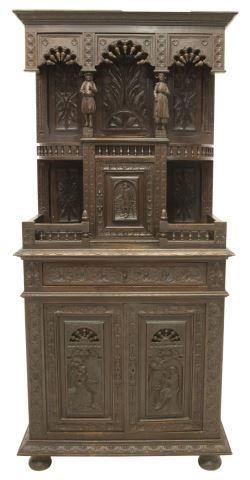 FRENCH BRETON CARVED OAK BUFFET