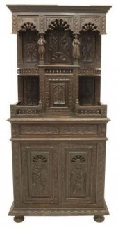 FRENCH BRETON CARVED OAK BUFFE