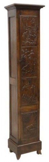 FRENCH BRETON CARVED OAK NARRO