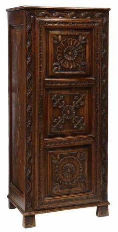 FRENCH BRETON CARVED OAK STORAGE