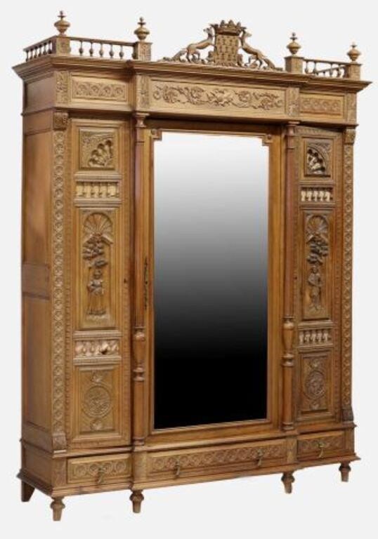 FRENCH BRETON CARVED WALNUT