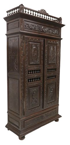 FRENCH BRETON FIGURAL CARVED OAK