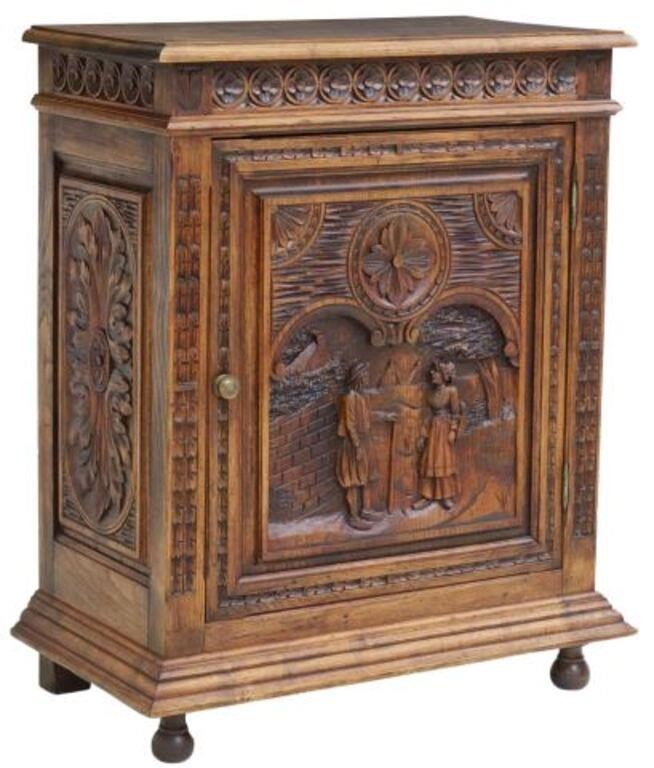 FRENCH BRETON FIGURAL CARVED OAK