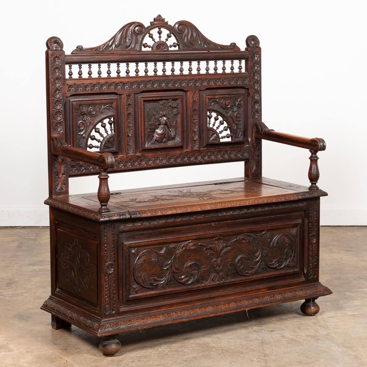 FRENCH BRETON FIGURAL CARVED OAK