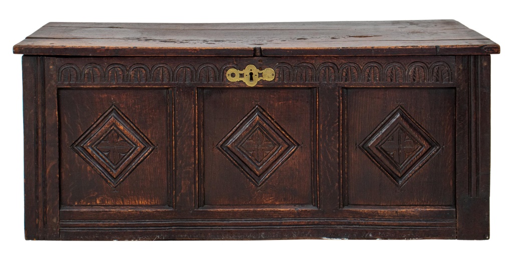 FRENCH BRITTANY CARVED OAK TRUNK