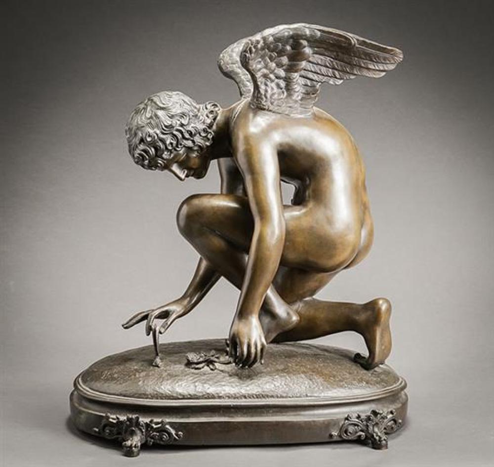 FRENCH BRONZE ALLEGORICAL FIGURE OF