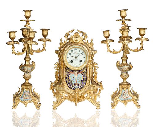 FRENCH BRONZE AND CHAMPLEVE