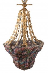 FRENCH BRONZE AND COLORED GLAS