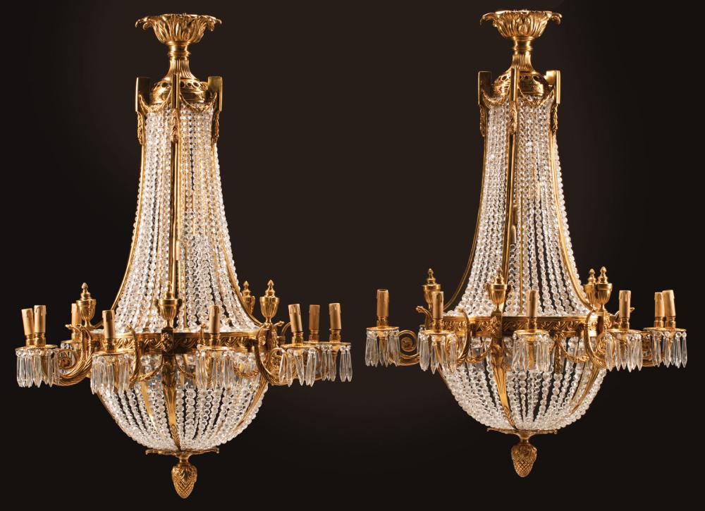 FRENCH BRONZE AND CRYSTAL