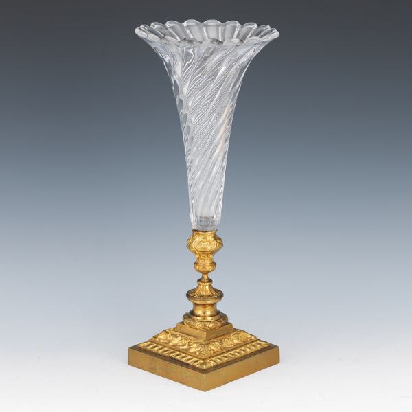 FRENCH BRONZE AND CRYSTAL FLOWER