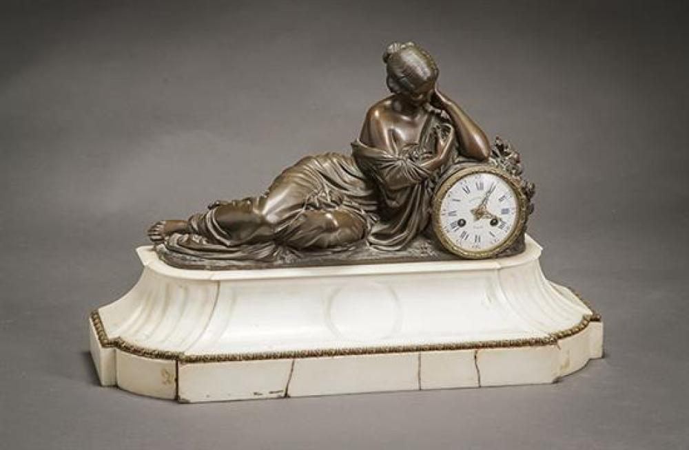 FRENCH BRONZE AND MARBLE FIGURAL