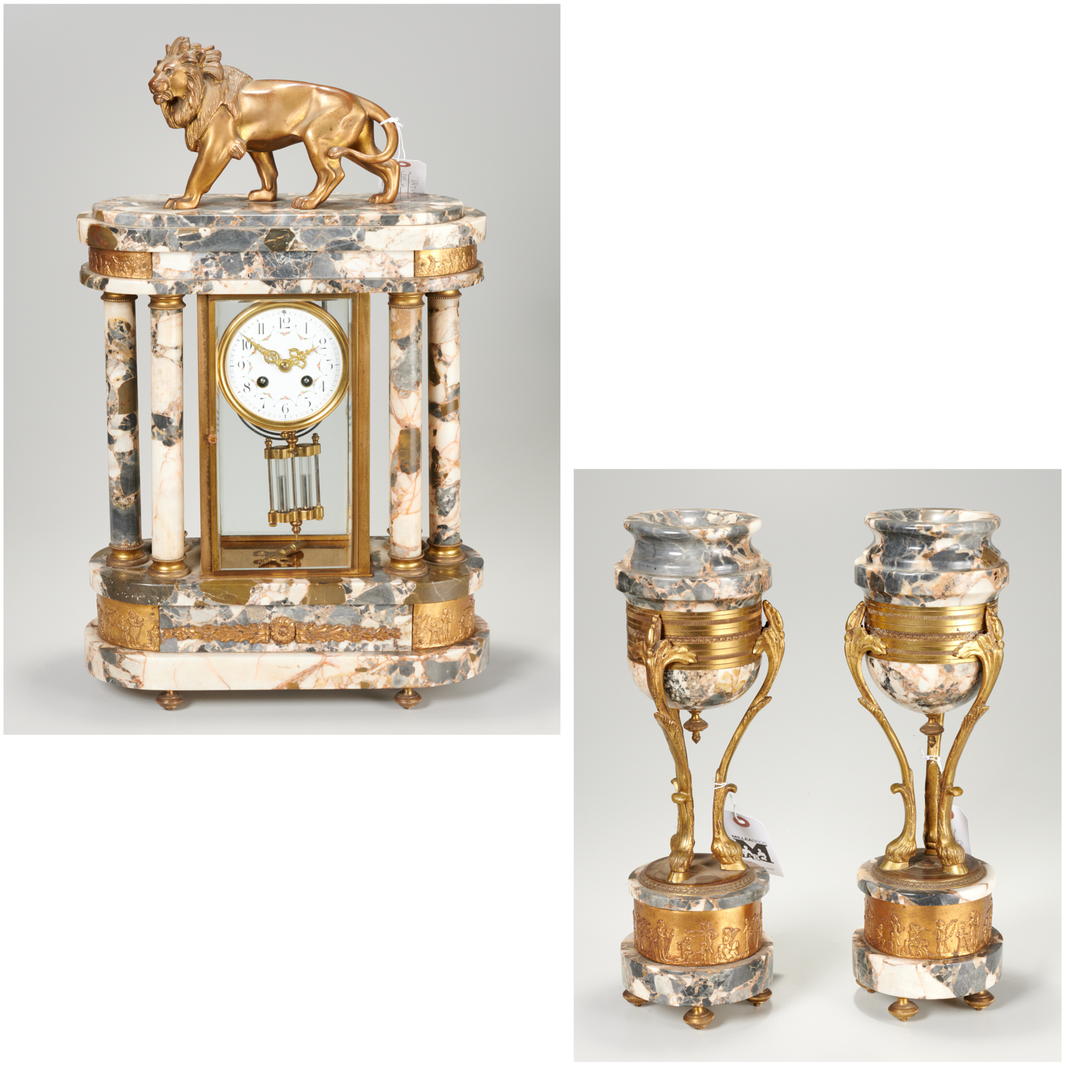 FRENCH BRONZE AND MARBLE MANTEL