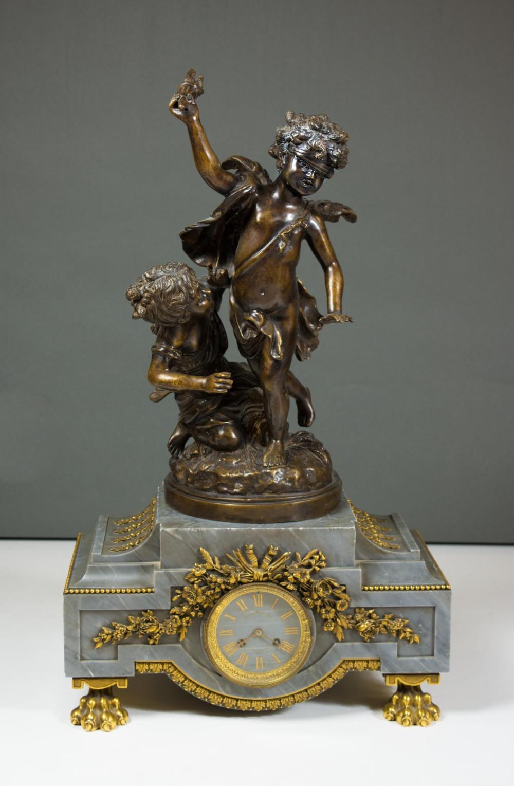 FRENCH BRONZE AND MARBLE STATUE