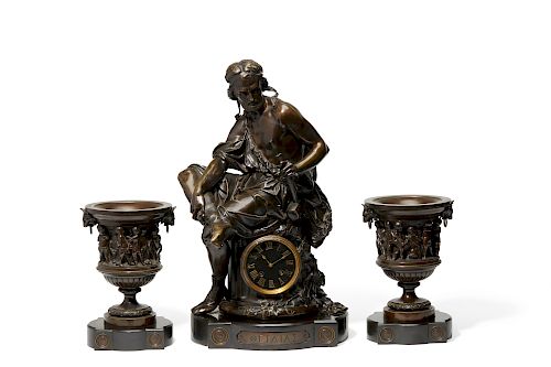 FRENCH BRONZE AND SLATE FIGURAL