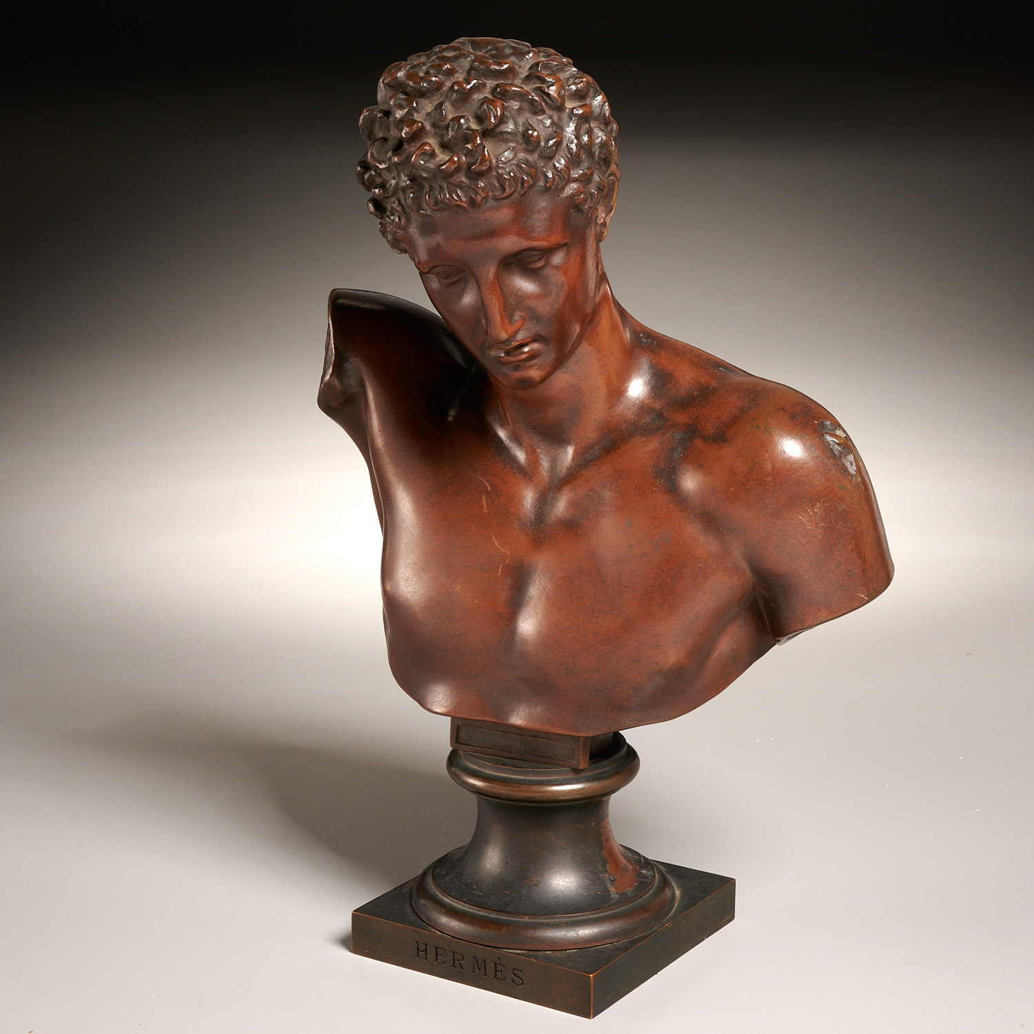 FRENCH BRONZE BUST OF HERMES,