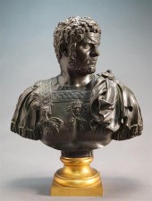 FRENCH BRONZE BUST OF ROMAN, I