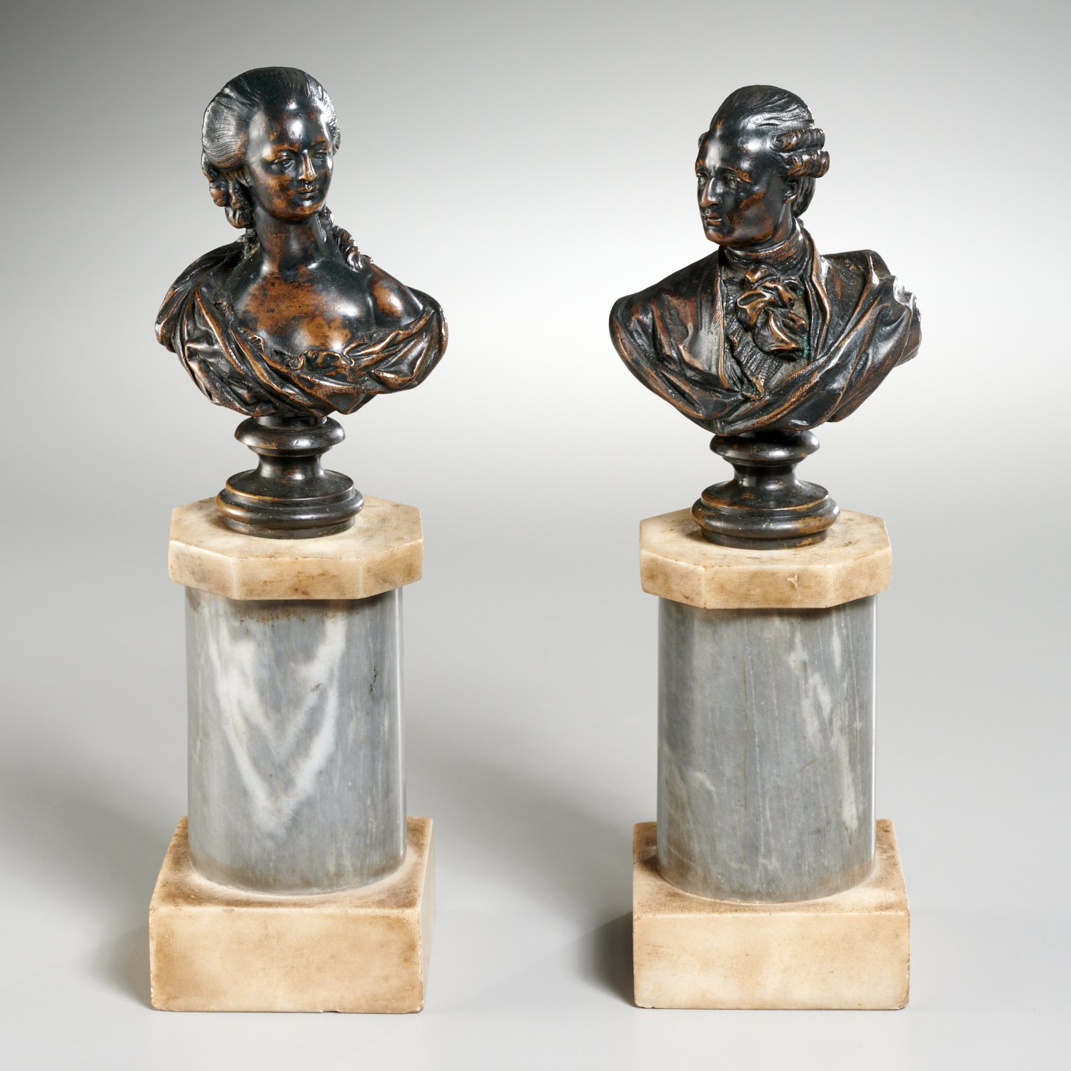 FRENCH BRONZE BUSTS LOUIS XVI AND